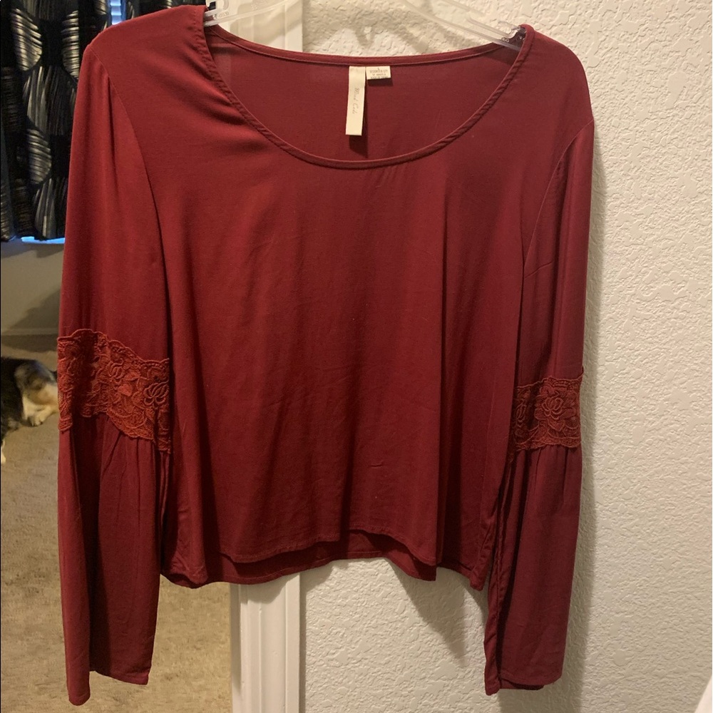 Mind Code Red Long Sleeve Crop - Picture 3 of 5